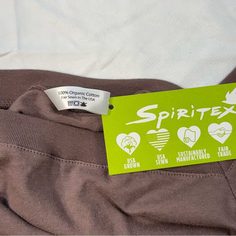 Spiritex Mushroom/Mauve 3/4 sleeve USA made cotton top, women’s Lg, square neck - Picture 12 of 12